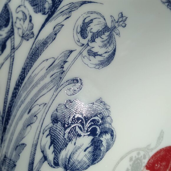 Lovely Set of 4 Porcelain Hand Painted Enameled Plates with Arabesques/ Red Song - Picture 10 of 15